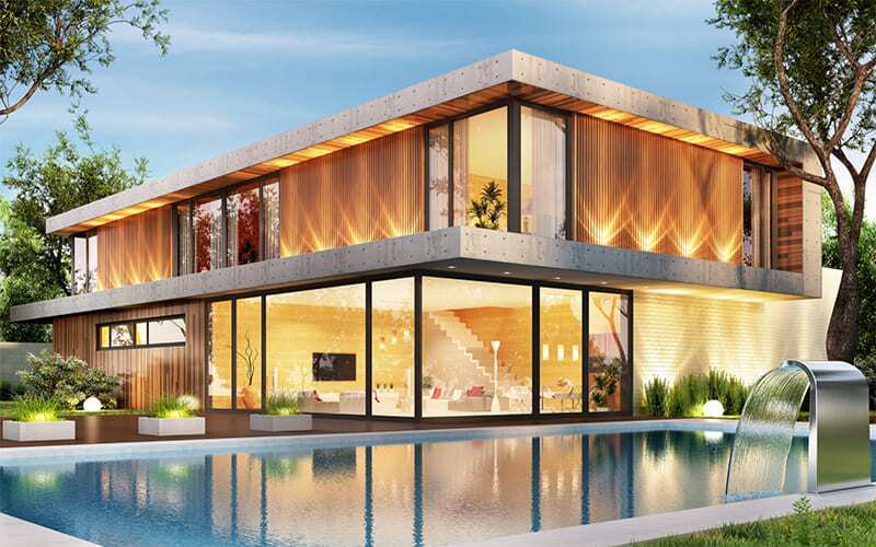Luxurious Villa Exterior With Swimming Pool