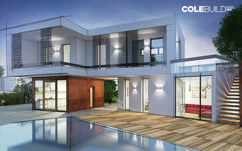 huge modern house with pool