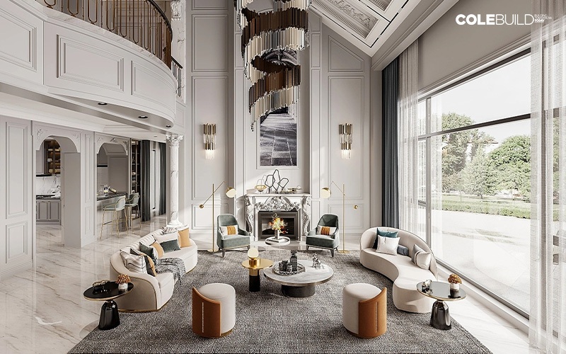 Luxury living room in custom-built home